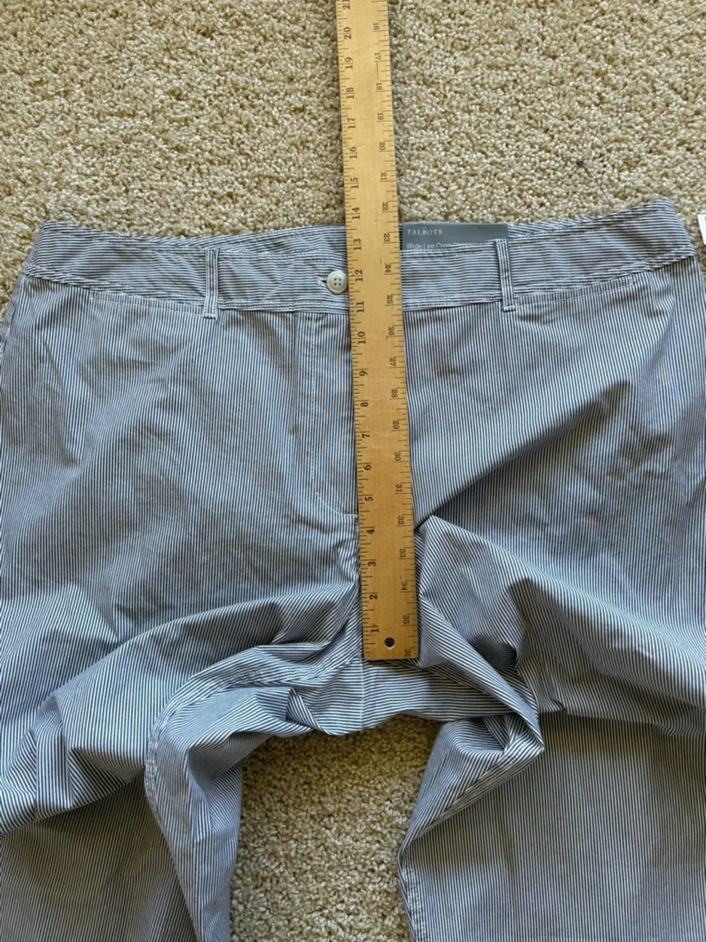 Talbots Wide Leg Crop‎ Chino Pants Blue White Stripe High Rise 20W NWT